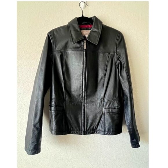 croft & barrow Jackets & Blazers - Croft & Barrow - 100% Black Genuine Leather Jacket w/ Zipper - Size M